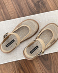 Norythra - Åndbare damesandaler i hør og mesh med lukket tå