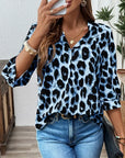 Astoria - Bluse med halvlange ærmer i stort leopardprint