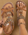 Hovira - Behagelige flade bohemesandaler i Ibiza chic-stil