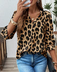 Astoria - Bluse med halvlange ærmer i stort leopardprint