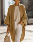 Queliralyne - Oversized strikket cardigan i sandbeige