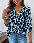Astoria - Bluse med halvlange ærmer i stort leopardprint