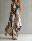 Gavelynn - Jumpsuit til damer med halterneck og vide ben