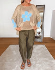 Sasha - Strikket sweater med blomstermønster
