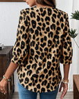 Astoria - Bluse med halvlange ærmer i stort leopardprint