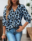 Astoria - Bluse med halvlange ærmer i stort leopardprint