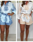 Mylene - Playsuit med print og bindebælte