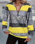 Brisalyne - Stribet afslappet sweater med lynlås