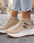 Jasmyra - Plateausneakers til damer i blå denim i moderne chunky stil