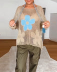 Sasha - Strikket sweater med blomstermønster