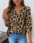 Astoria - Bluse med halvlange ærmer i stort leopardprint