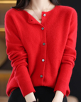 Elyse - Cardigan til kvinder i 100% ren merinould med rund hals, kashmirsweater