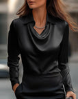 Laureline - Skinnende bluse med plisseret krave - Chic & tidløs