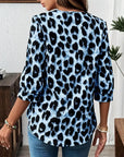 Astoria - Bluse med halvlange ærmer i stort leopardprint