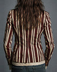 Avenorix - Stribet boheme-blazer til damer med vintage blomsterprint