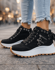 Jasmyra - Plateausneakers til damer i blå denim i moderne chunky stil
