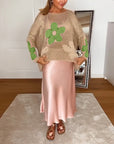 Sasha - Strikket sweater med blomstermønster
