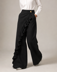 Izzavelle - Vide denimbukser til kvinder med asymmetrisk flæse i elegant culotte-stil
