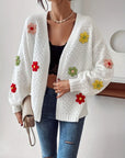 Risette - Strikket blomstret cardigan