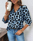 Astoria - Bluse med halvlange ærmer i stort leopardprint