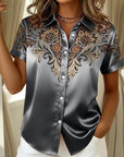Quinessa - Satinbluse til kvinder med blomsterprint