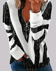 Prysavienne - Hættetrøje med lynlås og kontraststriber