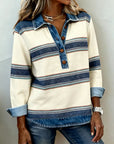 Brinalyne - Sweater med lange ærmer, krave og color blocking