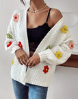 Risette - Strikket blomstret cardigan