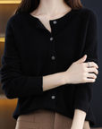 Elyse - Cardigan til kvinder i 100% ren merinould med rund hals, kashmirsweater