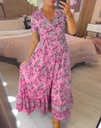 Denise - Maxi blomsterkjole med V-hals