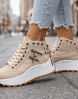 Jasmyra - Plateausneakers til damer i blå denim i moderne chunky stil