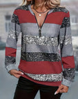 Brisalyne - Stribet afslappet sweater med lynlås