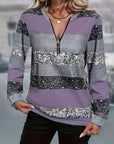 Brisalyne - Stribet afslappet sweater med lynlås