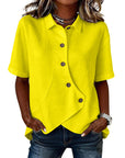 Aurelyth - Asymmetrisk damebluse med knapper og elegant struktureret krave
