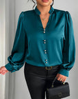 Thaliravelle - Elegant bluse med pufærmer og V-hals