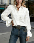 Draline - Elegant blomstret bluse med lange ærmer
