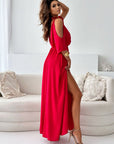 Havessira - Elegant maxikjole med off-shoulder og V-hals
