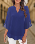 Ozyra - Flydende chiffonbluse med elegant V-hals