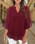 Ozyra - Flydende chiffonbluse med elegant V-hals