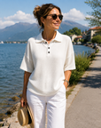 Orelina - Polo til damer med struktur og knappekrave, casual fit