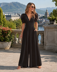 Rosenya - Elegant jumpsuit til damer med V-hals og palazzobukser