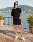 Demyra - Kort stretchkjole til kvinder i sort casual chic stil
