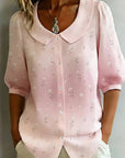 Quoravelle - Vintage blomstret bluse med bubikrave og pufærmer