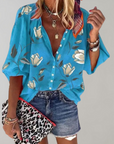 Yelena - Sommerbluse med blomsterprint til kvinder