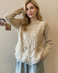 Selavellisse - Romantisk strikket cardigan med flæser