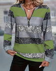 Brisalyne - Stribet afslappet sweater med lynlås