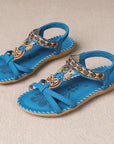 Hovira - Behagelige flade bohemesandaler i Ibiza chic-stil