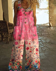 Lunelle - Vintage jumpsuit med blomstermønster til damer