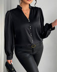 Thaliravelle - Elegant bluse med pufærmer og V-hals