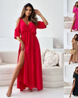 Havessira - Elegant maxikjole med off-shoulder og V-hals